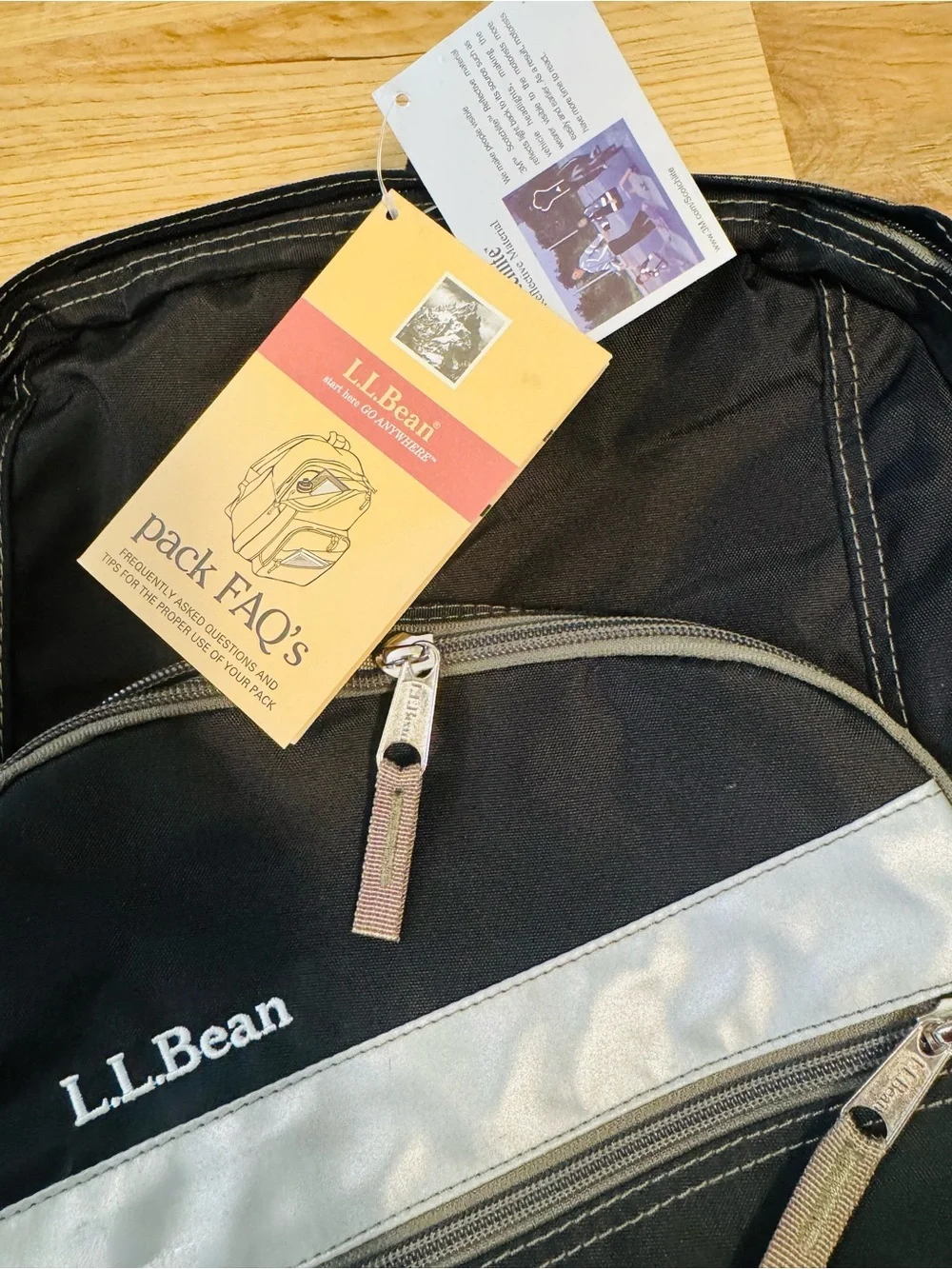 L.L. Bean Black Gray Backpack Bookbag School Travel Laptop Bag - NWT